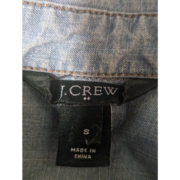 J Crew Factory Classic Chambray Cotton Button Shirt Dress Roll-tab sleeve Sz S - Picture 7 of 10